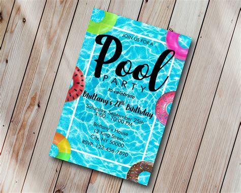 birthday invitation pool|pool party invitations for adults.